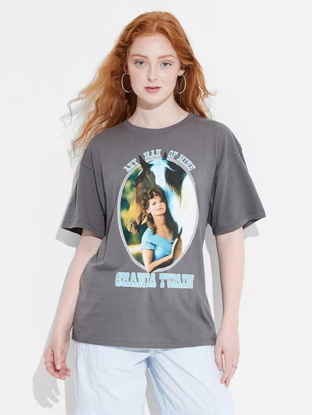 Oversized Shania Twain Gray Graphic Tee